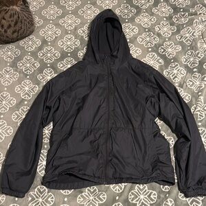 Black Hooded Windbreaker Jacket